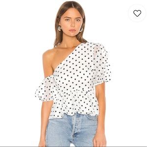 Camila Coelho Mala Peplum Top In Black and White